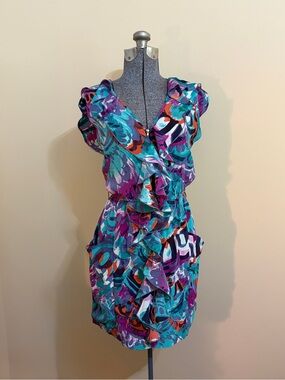 Charlie Jade Teal & Purple Ruffled Mini Dress‎